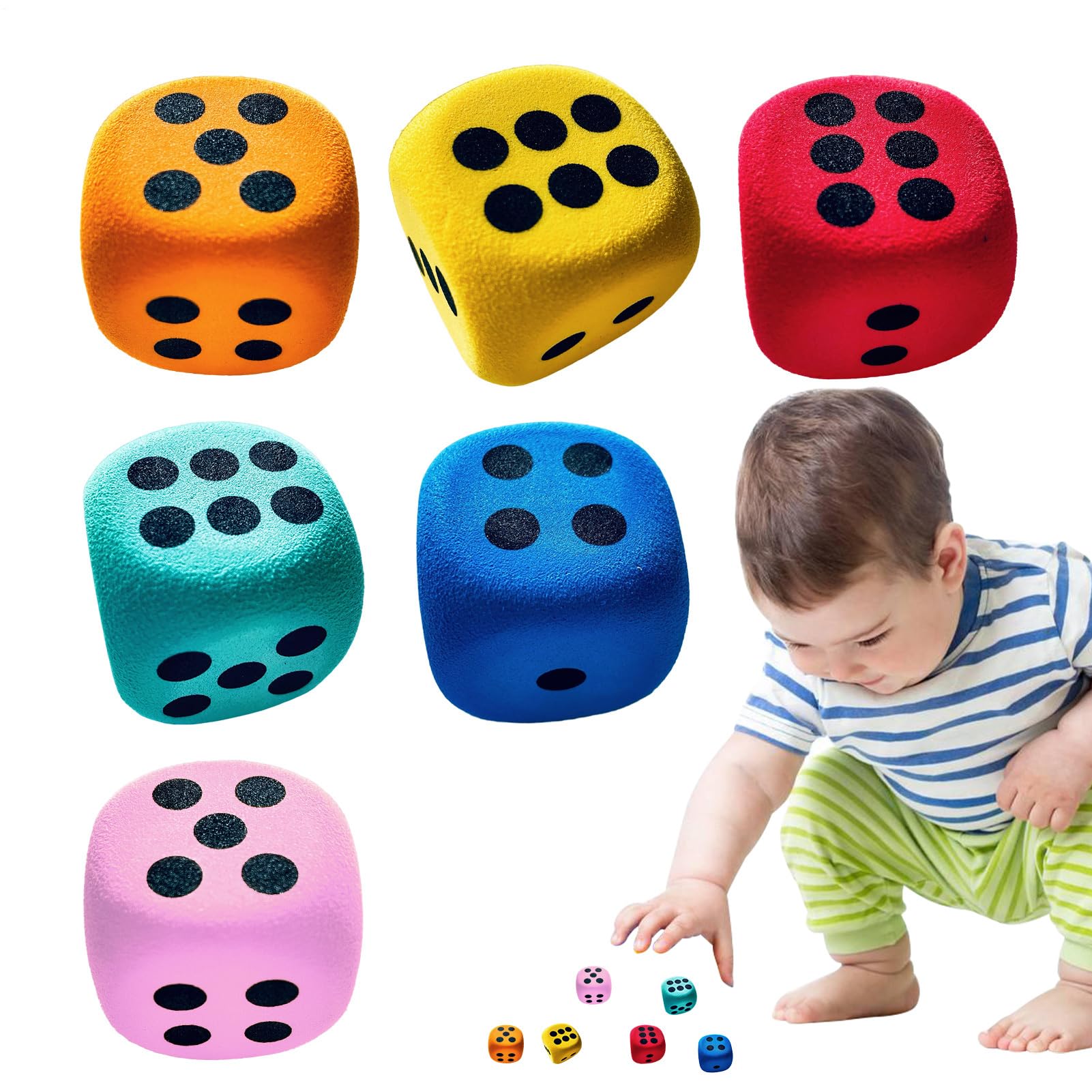 Grandi Dadi In Schiuma, 6 Dadi Colorati 4 cm, Giocattolo Sicuro Dai 3 Anni Per Scuola Casa Viaggi Famiglia Bambini Ragazzi Attività Educative