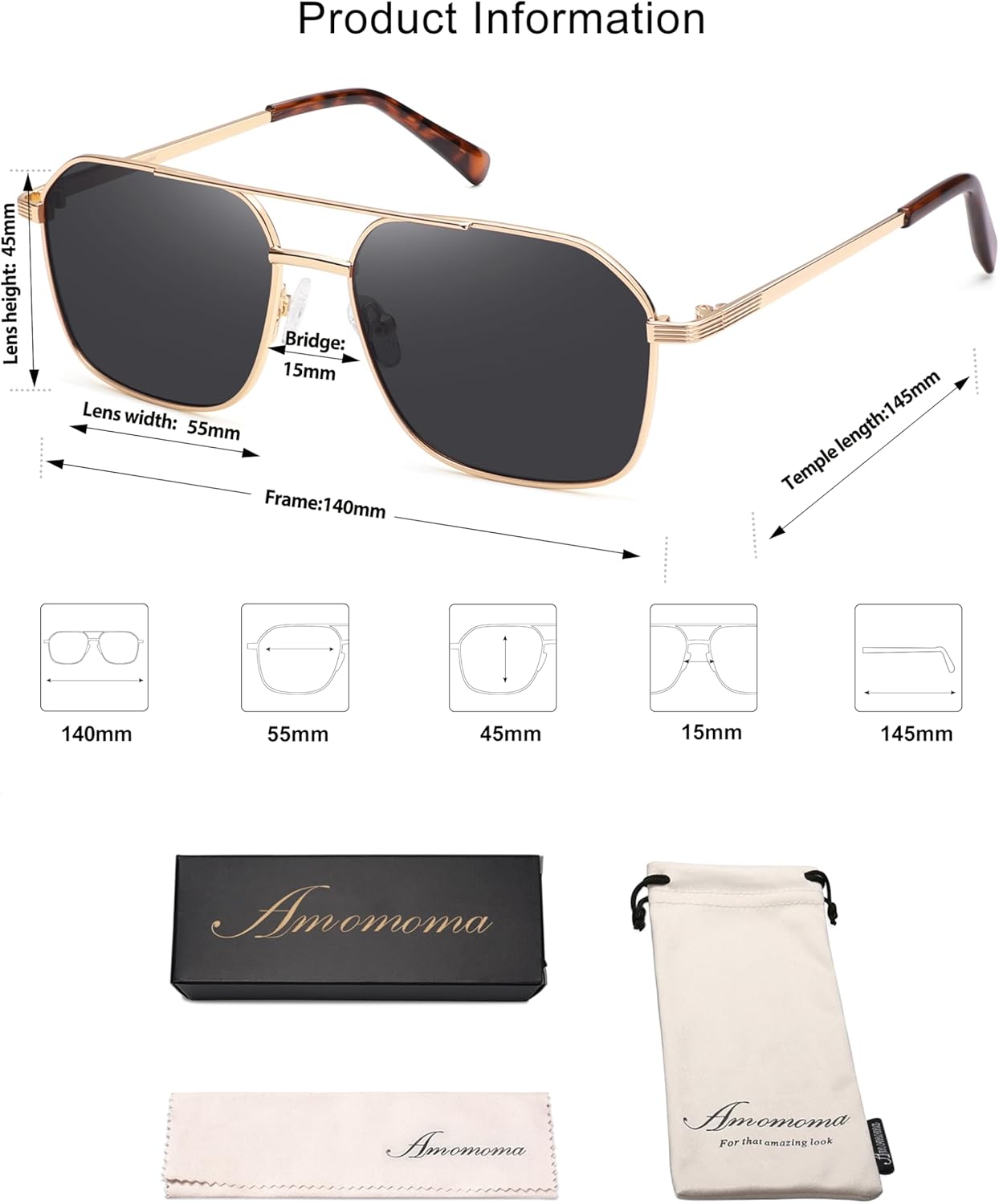 AMOMOMA Retro Oversized Square Aviator Sunglasses for Women Men, 2025 Fashion Vintage Trendy Large Aviator Sun glasses UV400 - Image 4