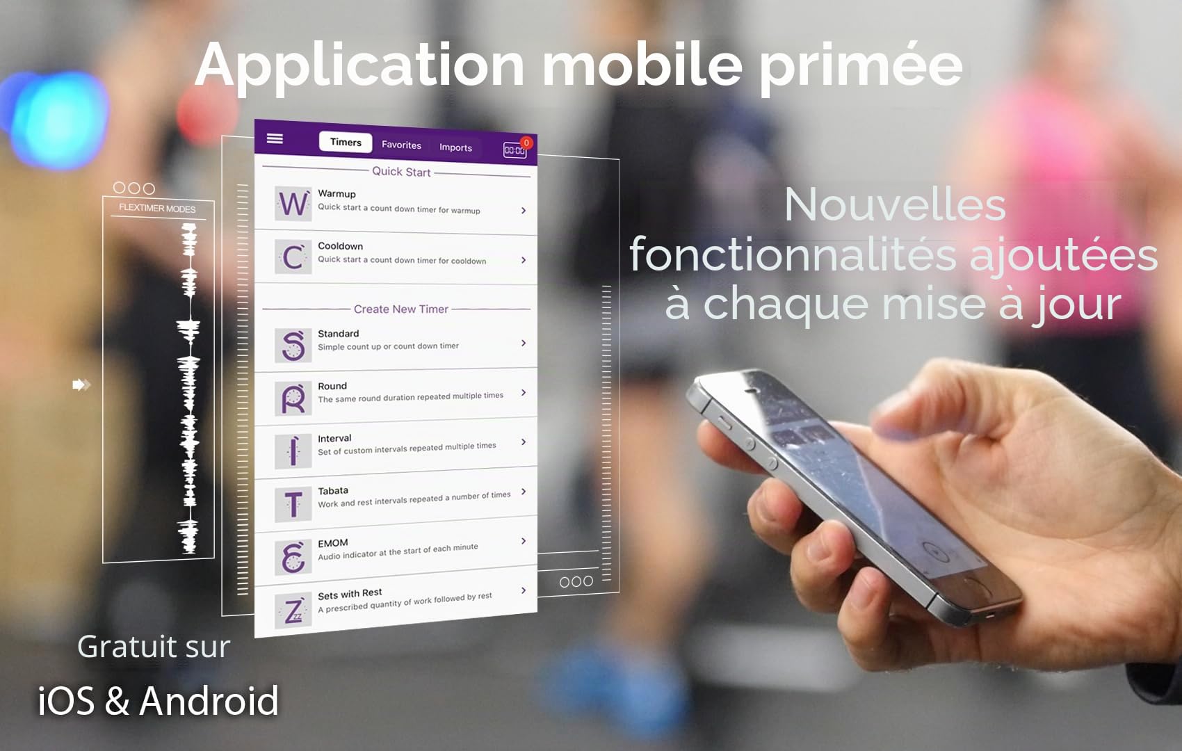 Flex Timer - Fitness Minuteur Horloge Numérique – Gym Edition - Contrôle par Application Mobile Via Bluetooth