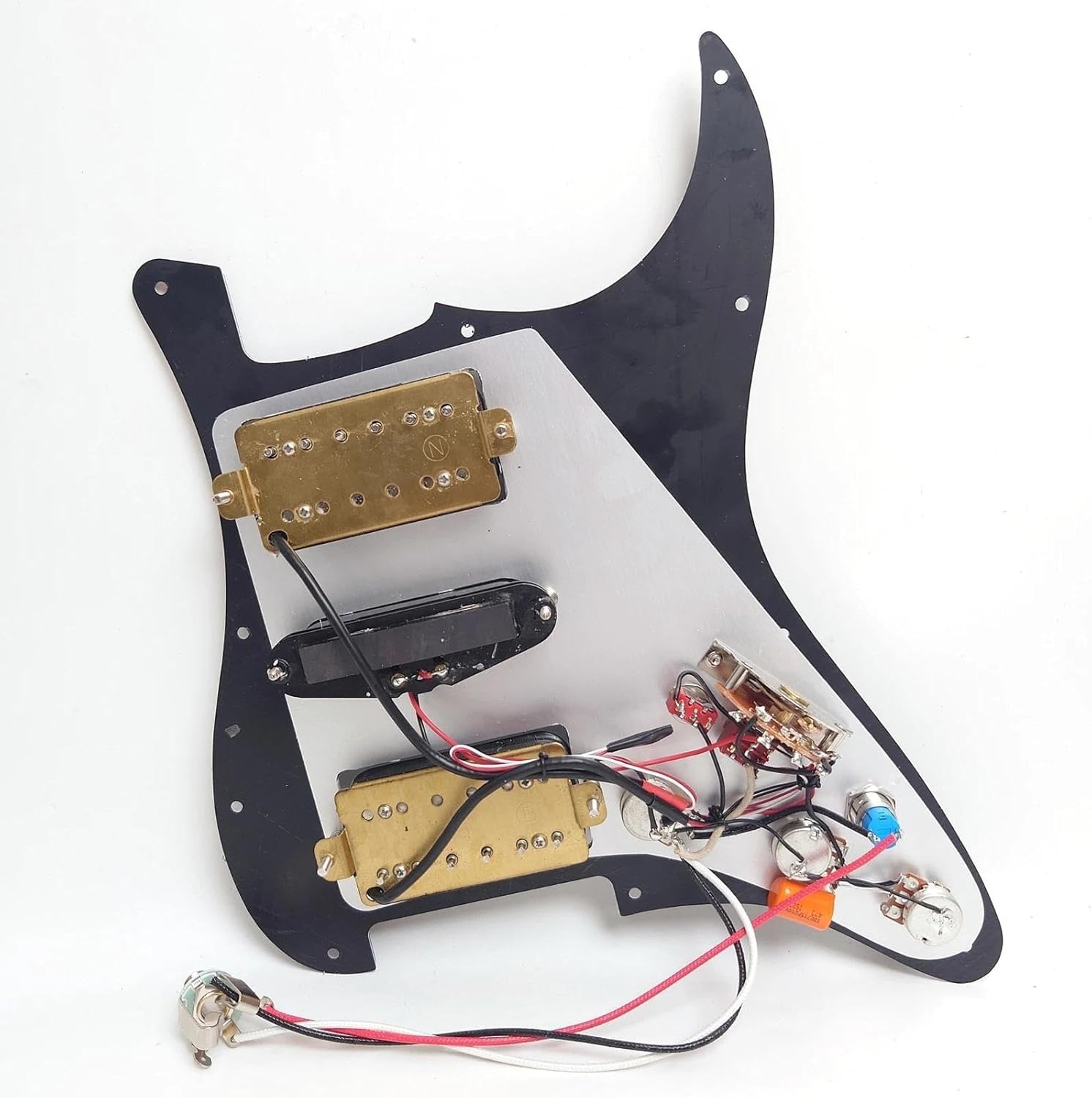 Gitara leworęczna wstępnie okablowana, ładowana Pickguard, z przetwornikami HSH single-coil/Humbucker, przełącznik wyciszania rozdzielania cewki, osłona kostki do gitary Fender Strat Części zamienne