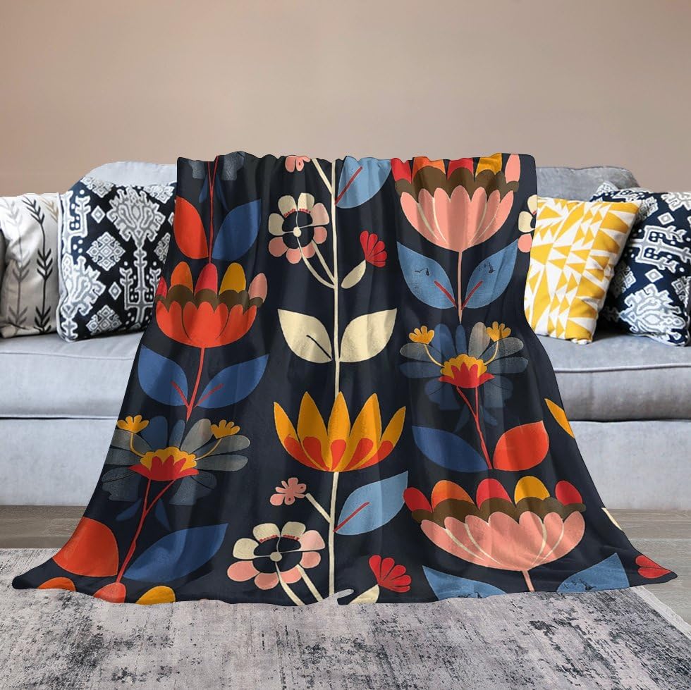 Couverture plaid flanelle douce imprimé vintage léger jeté de lit et canapé 127x152 cm