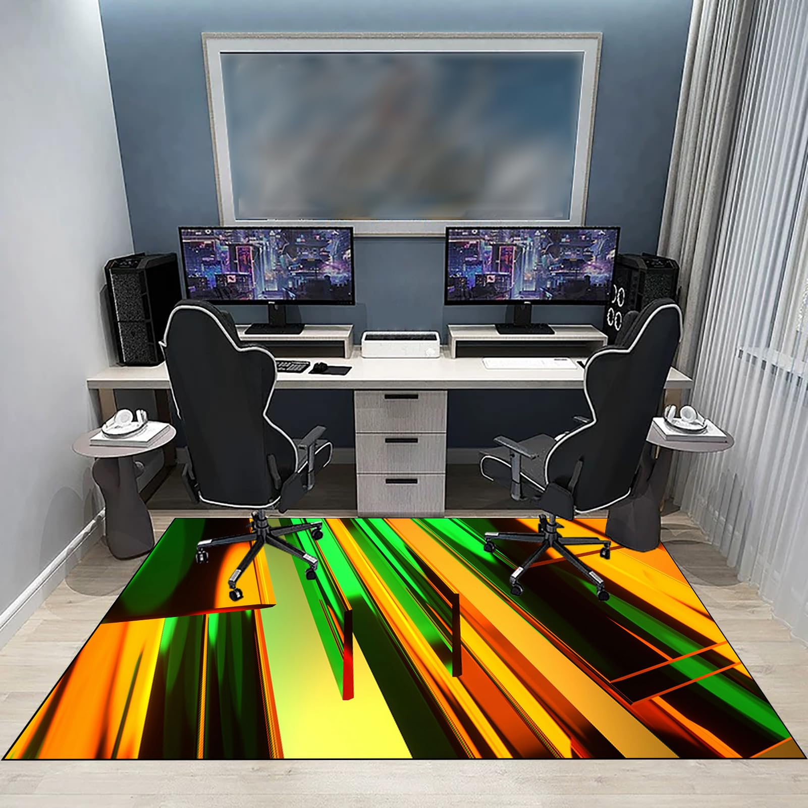 Tapis de Chaise Gaming, Tapis de Sol pour Bureau Plancher de Bois, Tapis Chaise de Bureau, Tapis de Protection pour Sols Durs, Tapis de Sol Bureau Tissu, Tapis Protège-Sol pour Chaise 200 x 210 cm