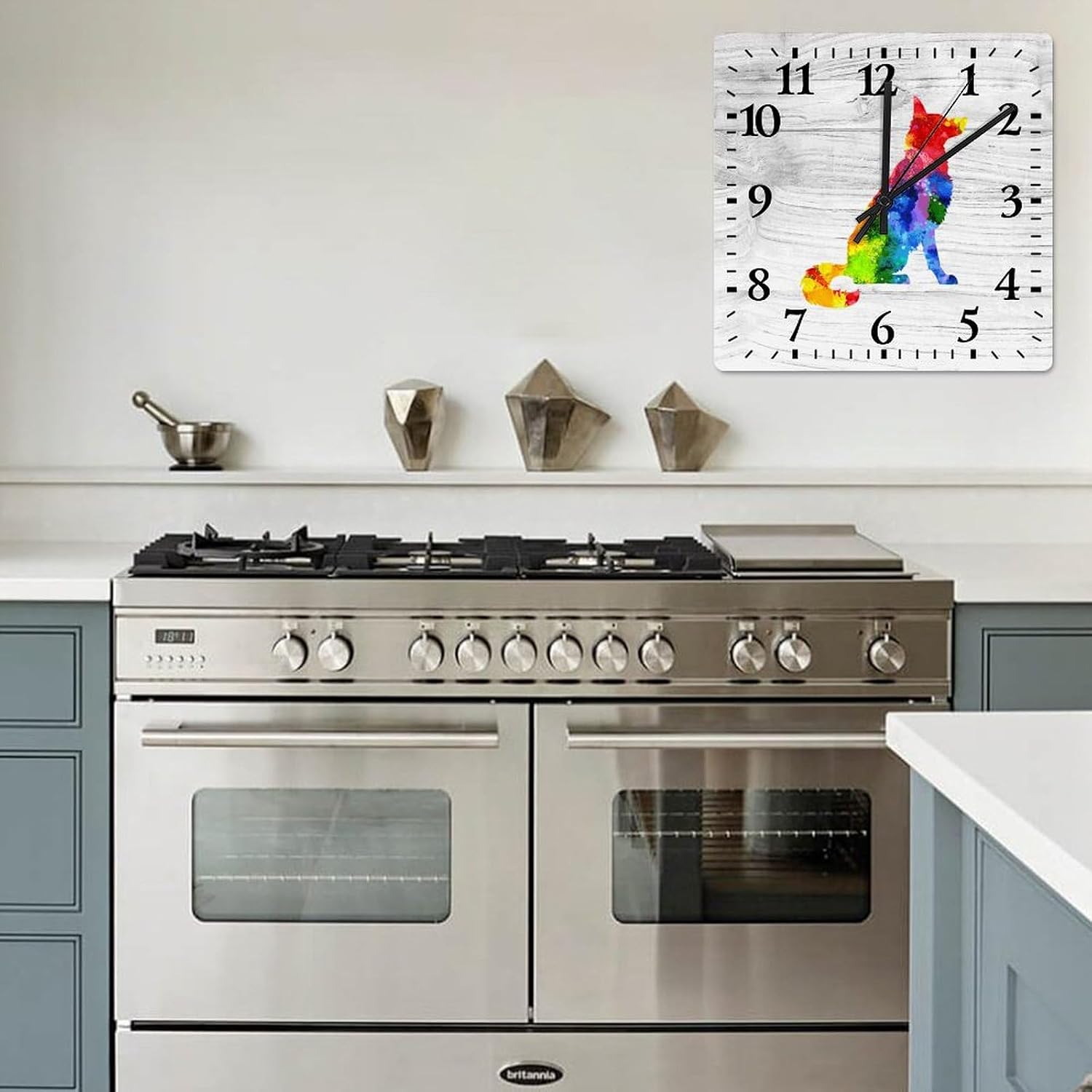 Square Wall Clock German Shepherd Large Wall Clock Dog Lover 15in Square Silent Non-Ticking Unique Wood Clock for Home Office Classroom School Hotels Dog Lover Gift