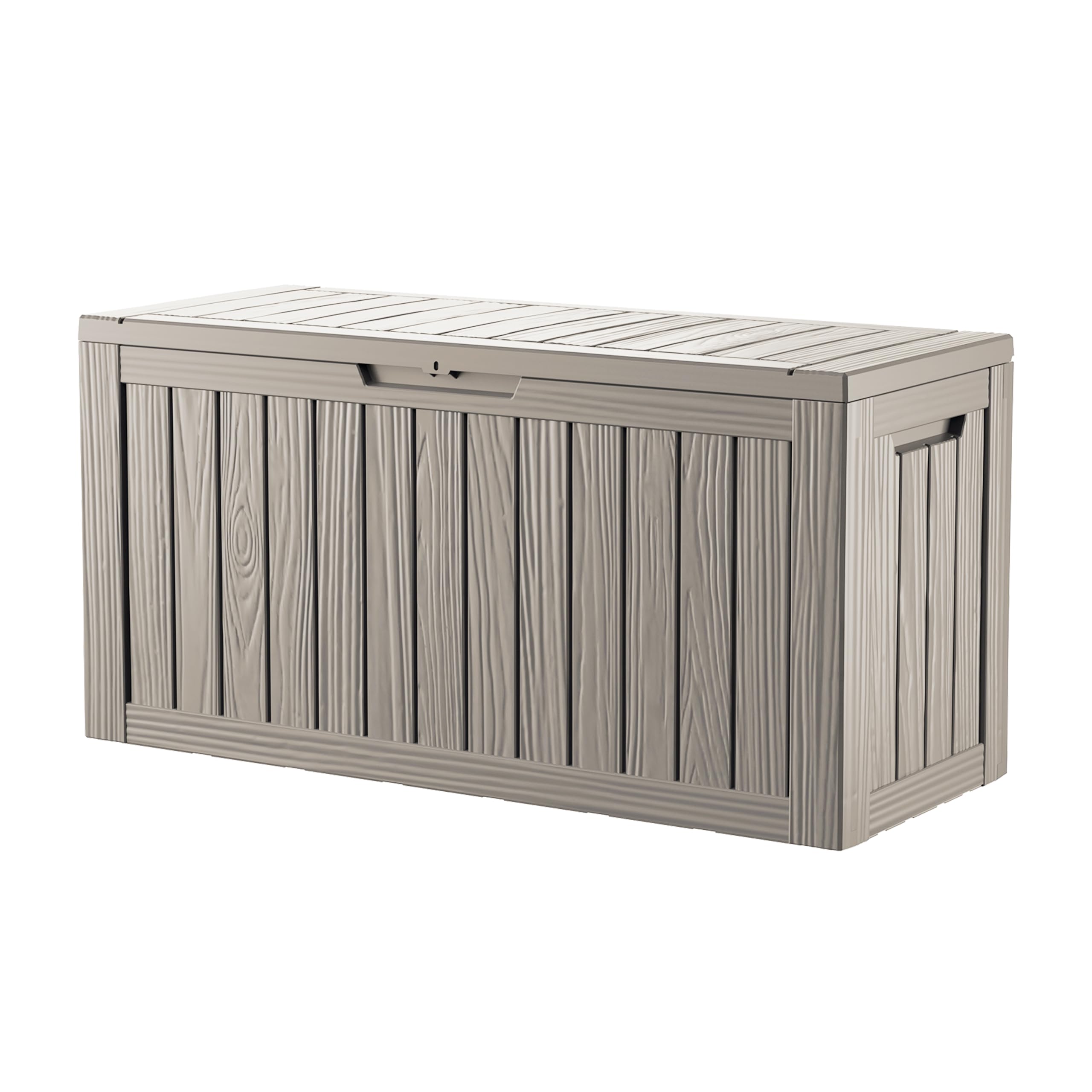 80GAL Brown Outdoor Deck Box with Lockable Compartment - Waterproof, SGS - Tested UV Resistance, Ample Space for Patio Furniture Covers and Outdoor Toys, Simple Setup