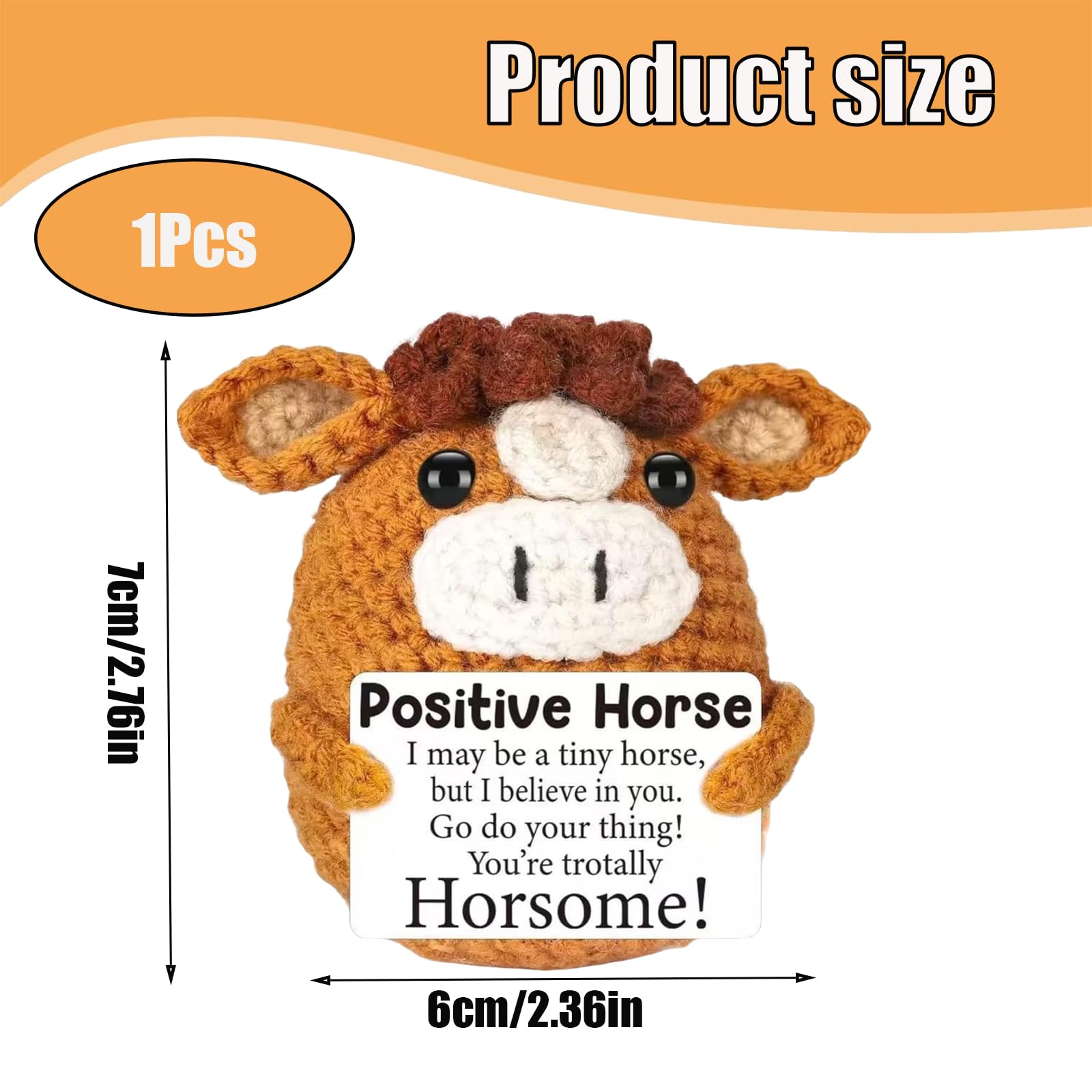 CtiUjdx Posltive Horse, Posltive Crochet Animals, Emotional Support Companion for Office Desk Decor Horse Gifts - Image 2