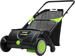 Earthwise LSW70021 21-Inch Width Leaf & Grass Push Lawn Sweeper, Black