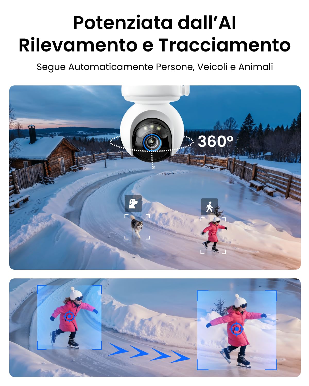 Reolink 2K 360° PT Telecamera con SIM 4G da Esterno con Pannello Solare 12W | Batteria 20000mAh, Visione Notturna Color 4MP, Rilevamento Persone/Veicoli/Animali, Auto Tracking, 24/7, Altas Go PT