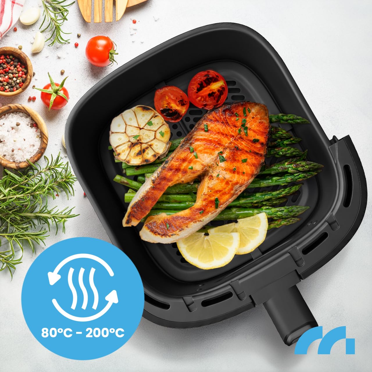 MalTec Frytkownica na gorące powietrze Air Fryer 7 l 1800 W, okienko, 8 programów