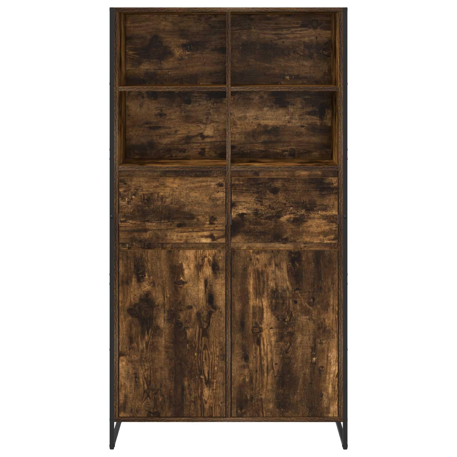Kredens zestaw 2 sztuk, kolor dymny, 81 x 36 x 150,5 cm, materiał drewnopochodny, wzornictwo przemysłowe, z szufladą i drzwiami, uniwersalna przestrzeń do przechowywania do salonu, kuchni