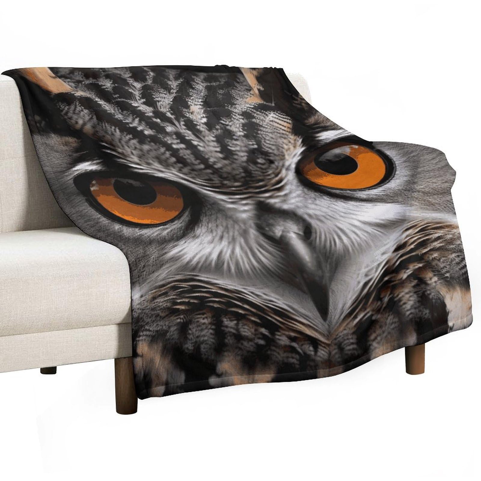 Couverture flanelle douce yeux de hibou plaid léger canapé voyage