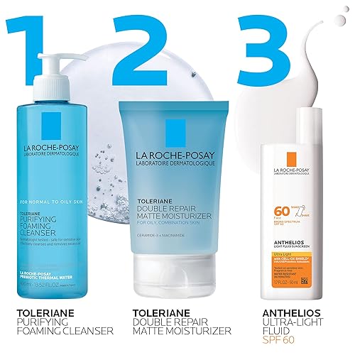 Miniatura 7 de La Roche-Posay Anthelios Light Fluid Face Protector solar de amplio espectro SPF 60, protector solar para piel sensible, libre de oxibenzona, sin
