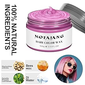Temporary Hair Color Wax 4.23 oz-Instant Hairstyle Cream Hair Pomades Hairstyle Wax for Party Cosplay Easy Cleaning (1, Pink)