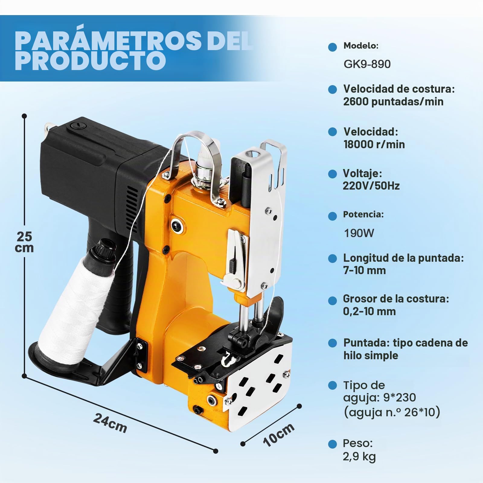 MXBAOHENG Maquinas de Coser para Sacos con cable 230 V 2600 puntadas/minuto Máquina Cosedora de Bolsas con Función Línea de Corte Automática, para Bolsas Tejidas/Arroz/Piel/Plástico/lonas/Saco