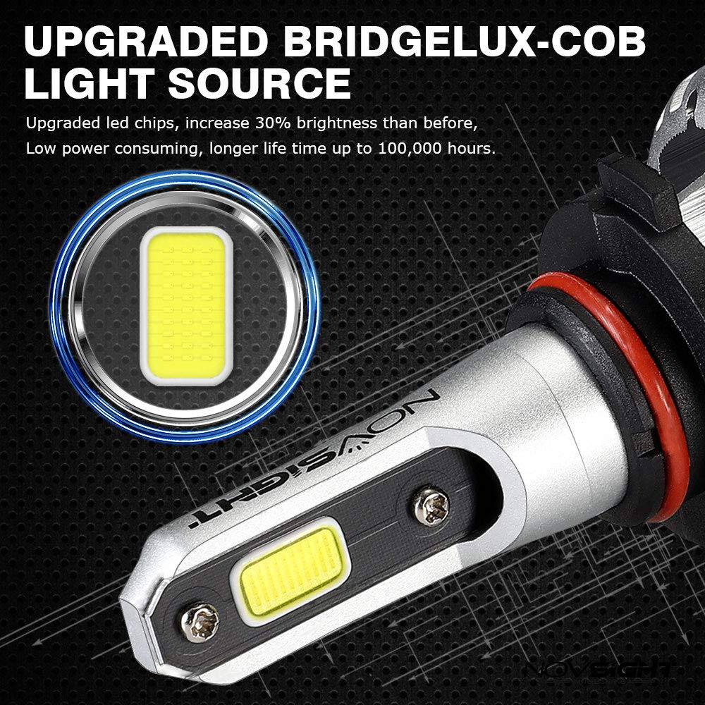 NOVSIGHT 9005/HB3 LED Headlight Kits (Pack of 2)- Bridgelux-COB