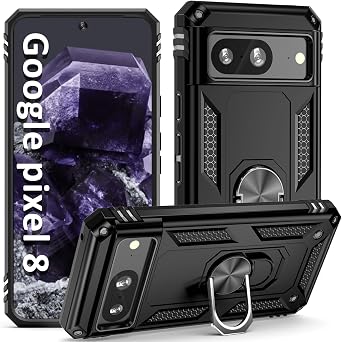ADDIT Pixel 8 Case, Phone Case for Google Pixel 8 Case,with Kickstand Ring,Adjustable Stand,Military Grade,Heavy Duty Protection,Shockproof,Anti-Fingerprint,Support Magnet Car Mount,Black