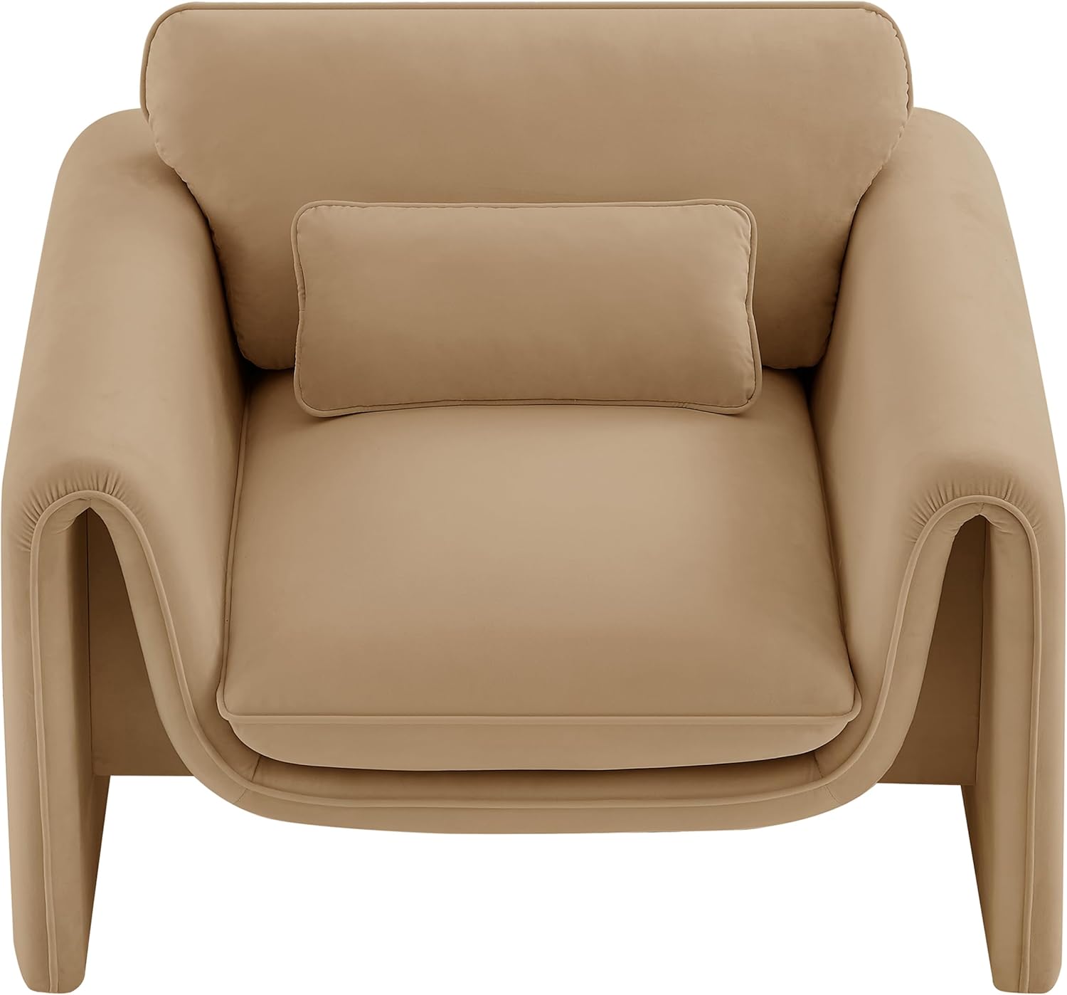 Meridian Furniture 199Camel-C Sloan Collection Modern | Contemporary Velvet Upholstered Chair with Soft Camel Velvet Fabric, Curved Arms, 42" W x 38" D x 31" H, Camel