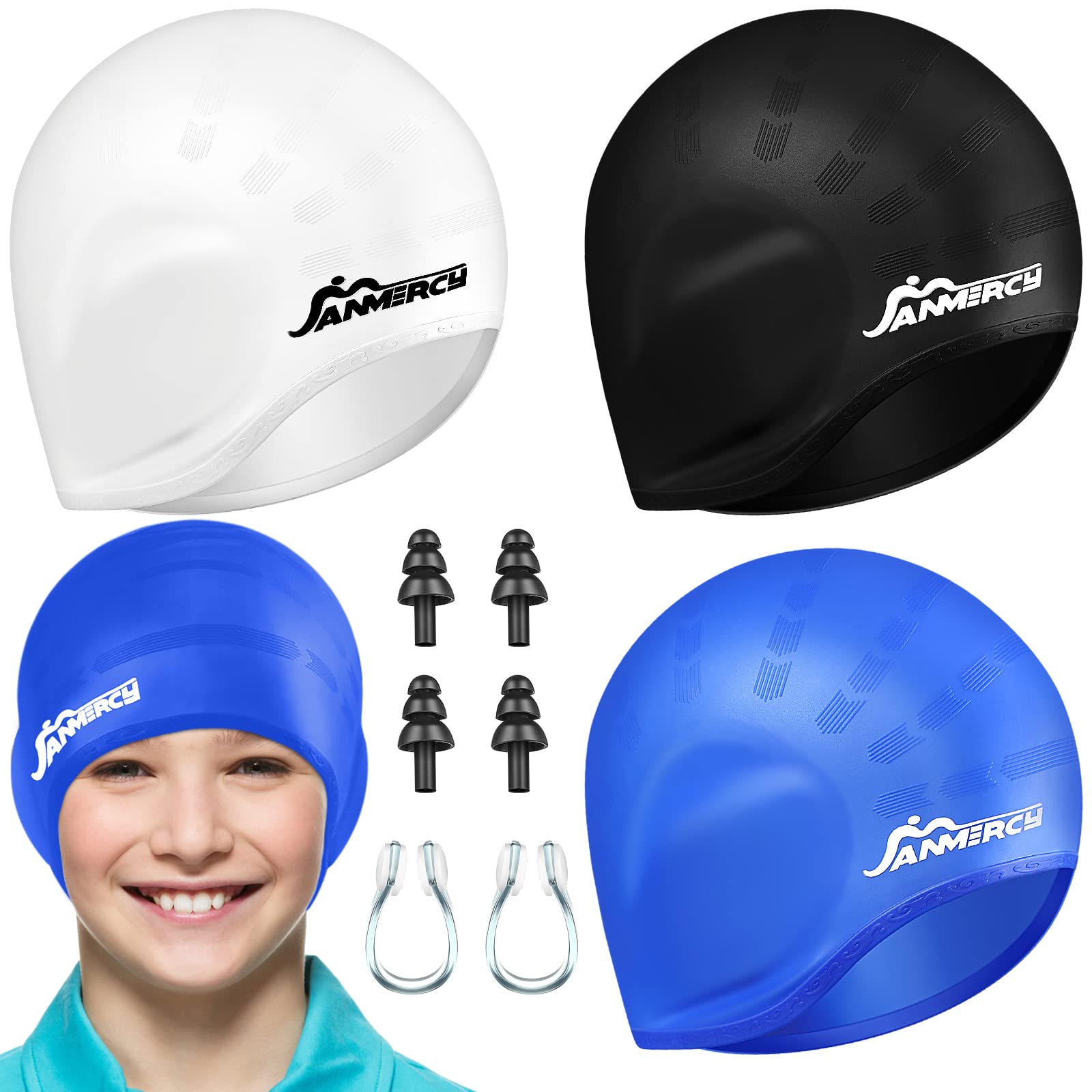 Amazon | 子供用水泳帽 3Dイヤーポケット シリコン入浴 水泳キャップ 