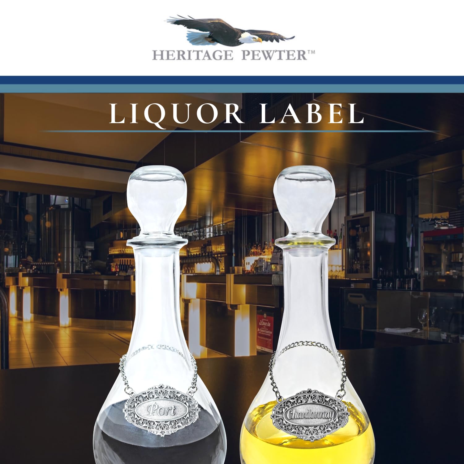 Heritage Pewter Palmetto Capitol Decanter | 24 OZ Whiskey Decanter For Liquor With Airtight Stopper | Expertly Crafted Pewter Glass