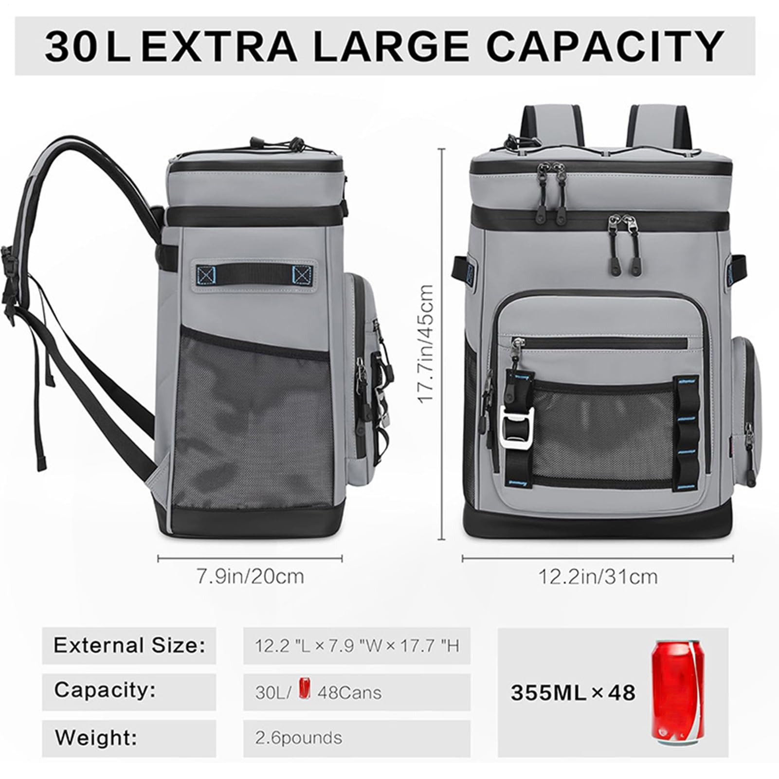 Bolsa isotérmica aislada | 30L Cooler Mochila, impermeable Unisex Bolsa Proviertasche Para Trabajo Viajar Compras Senderismo Camping Picnic