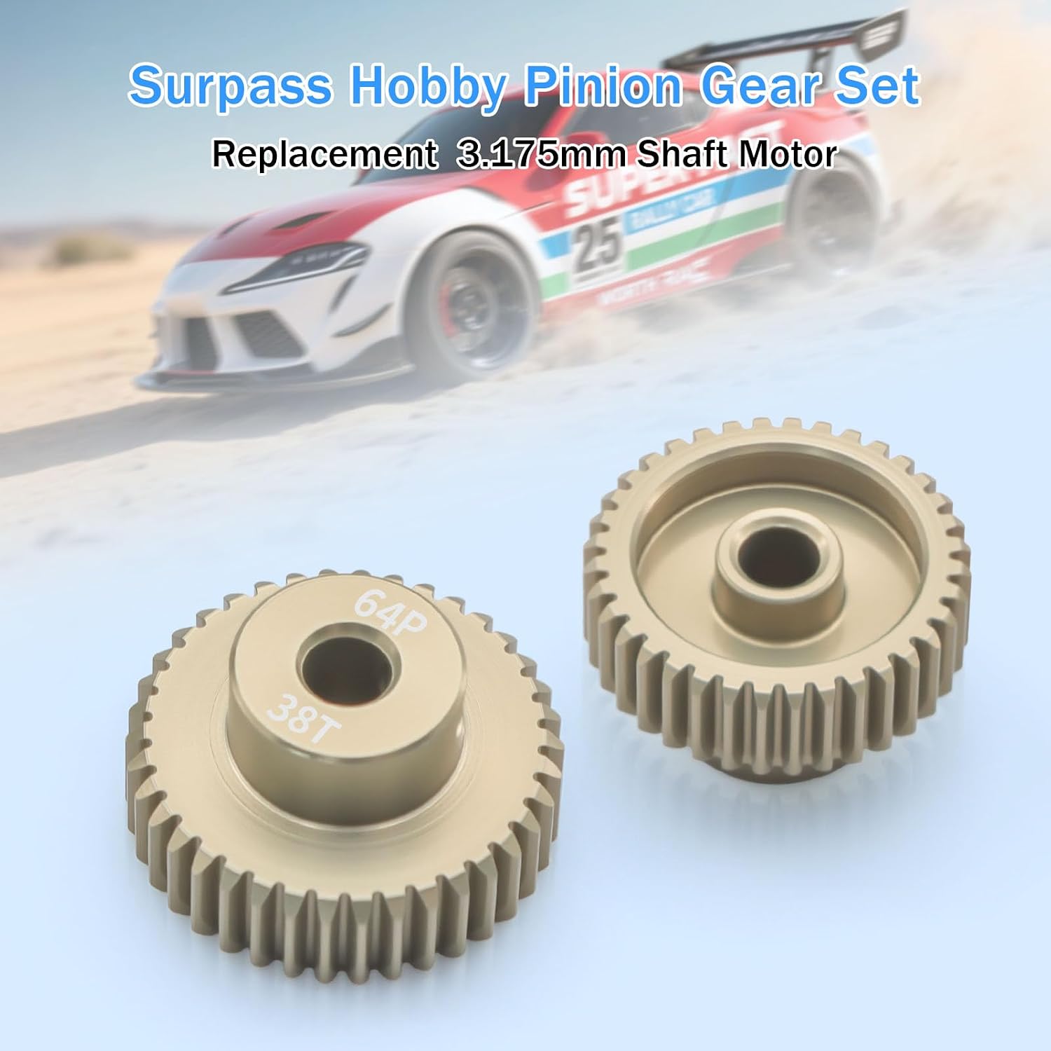 Surpass Hobby 64DP Pinion Gear 3.175mm 36T 37T 38T 39T 40T Motor Gears for 1/10 RC Car Brushed Brushless Motor Parts