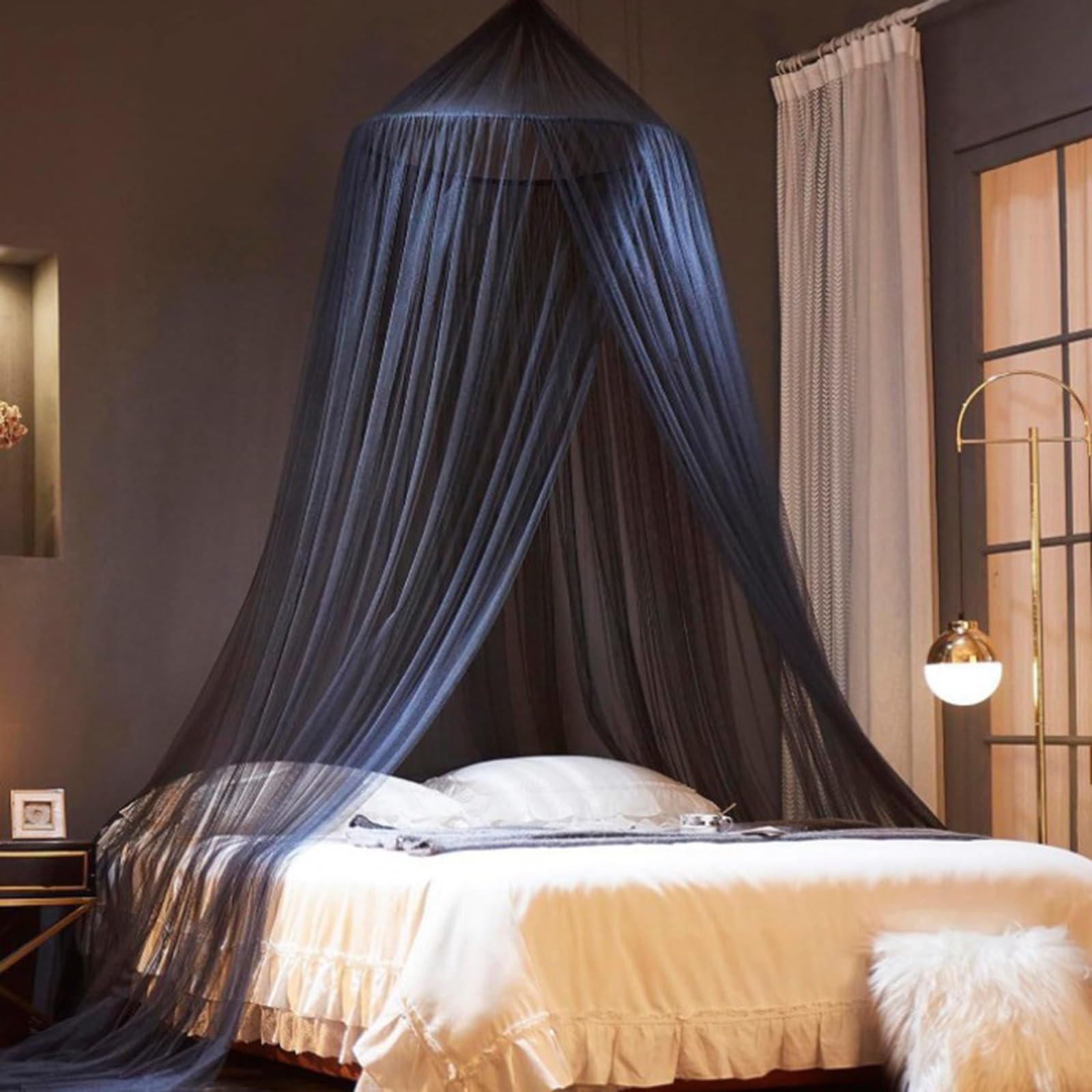Sohodoo Mosquito Net Bed Canopy,Princess Bed Canopy Curtains Hanging Netting Bedroom Decor,Dome Mosquito Netting Bed Tent Rainbow(Black,250 * 1100 * 60cm)