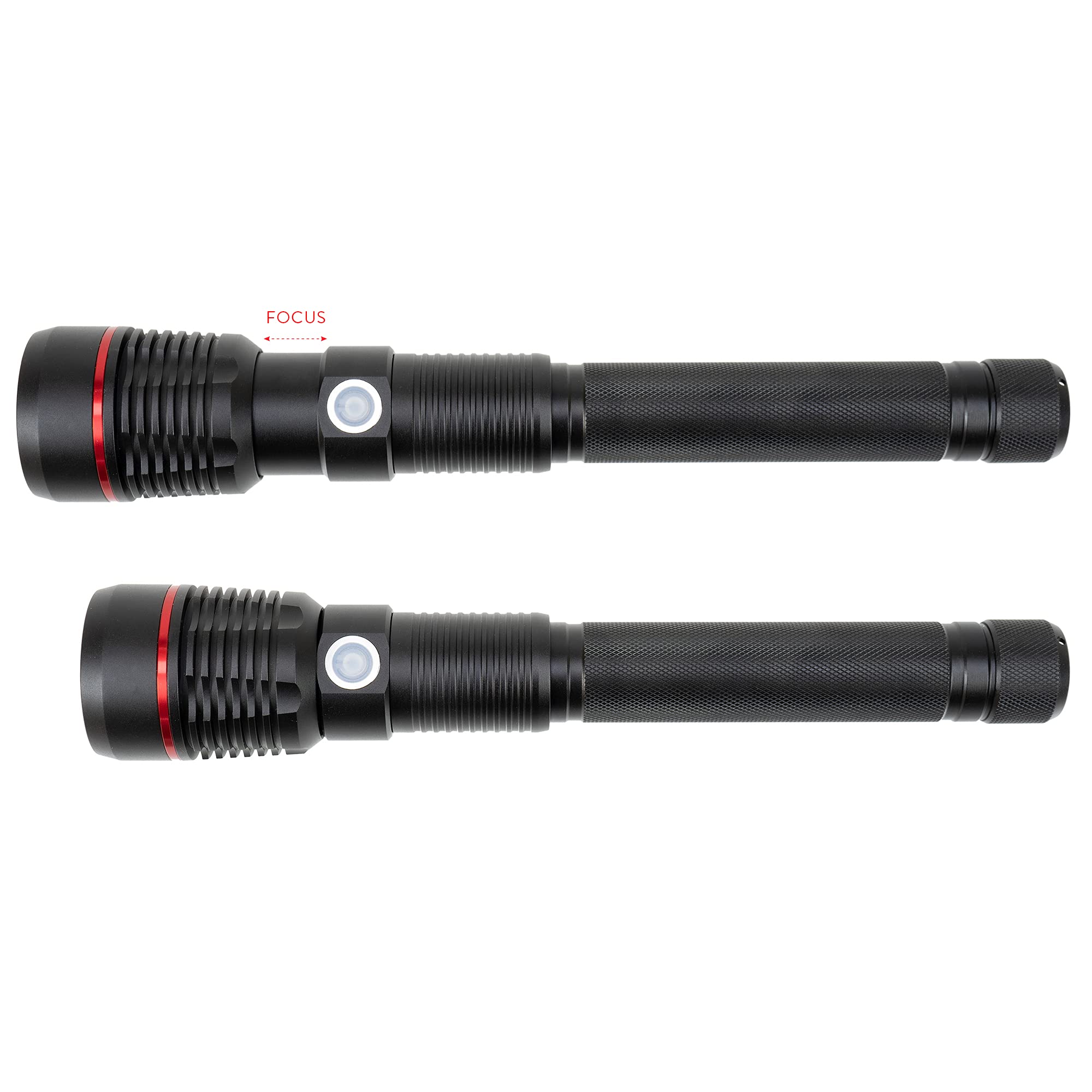 Torcia elettrica in alluminio Adventure F10 con 1 LED da 6 W, 500 lm fino a 200 m di messa a fuoco, con batteria e porta USB-C