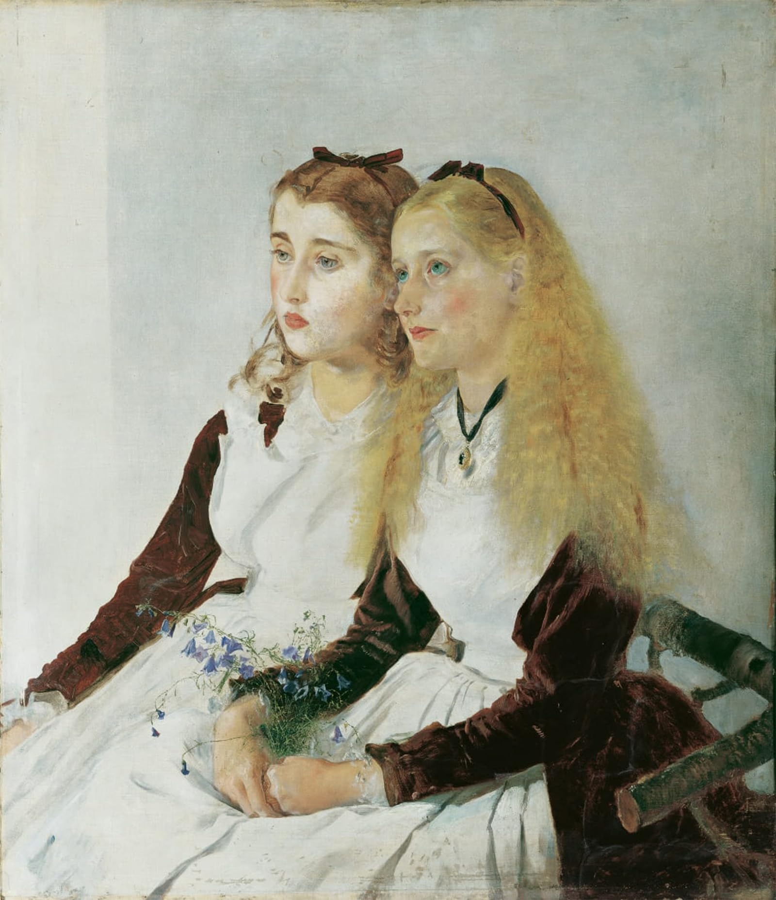 SERENDIPITP Vintage Picture Print on Canvas Wall Art Poster the Artist's Nieces Elisabeth and Maja by Anton Romako Artwork Print Poster for Wall Decor 60x90cm