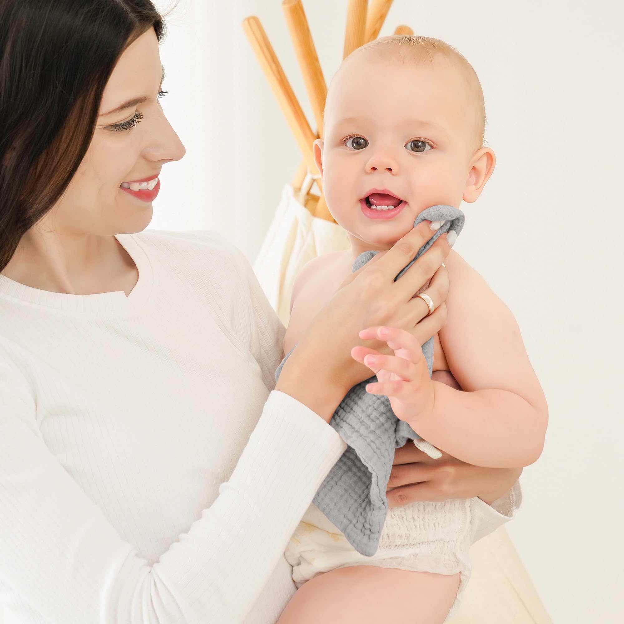 Set Bavaglini In Mussola - 5 Pezzi 60x60cm, Cotone Super Assorbente, Unisex, Per Neonati