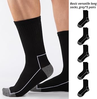 COOVAN Mens Cotton Crew Socks 5 Pack Athletic Thin Socks Casual Breathable Lightweight Calf Socks for Women