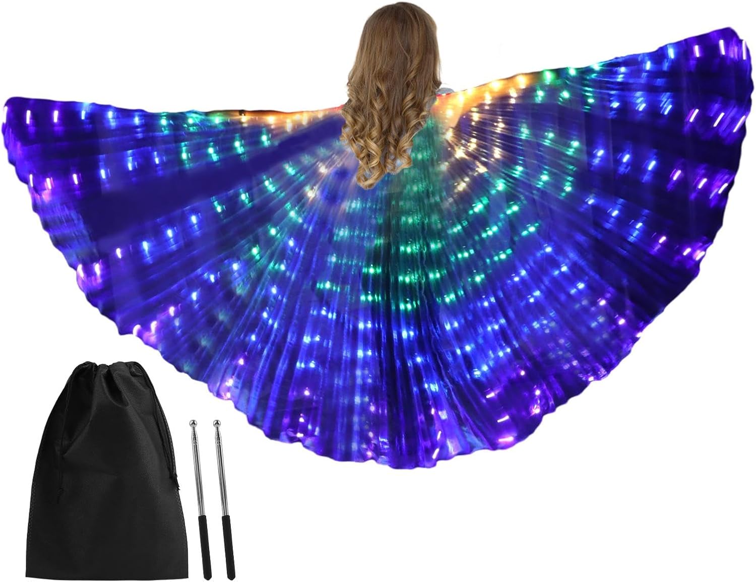 KASCLINO LED Belly Dance Wings, Light Up Isis Wings Glow Angel Dance Wings with