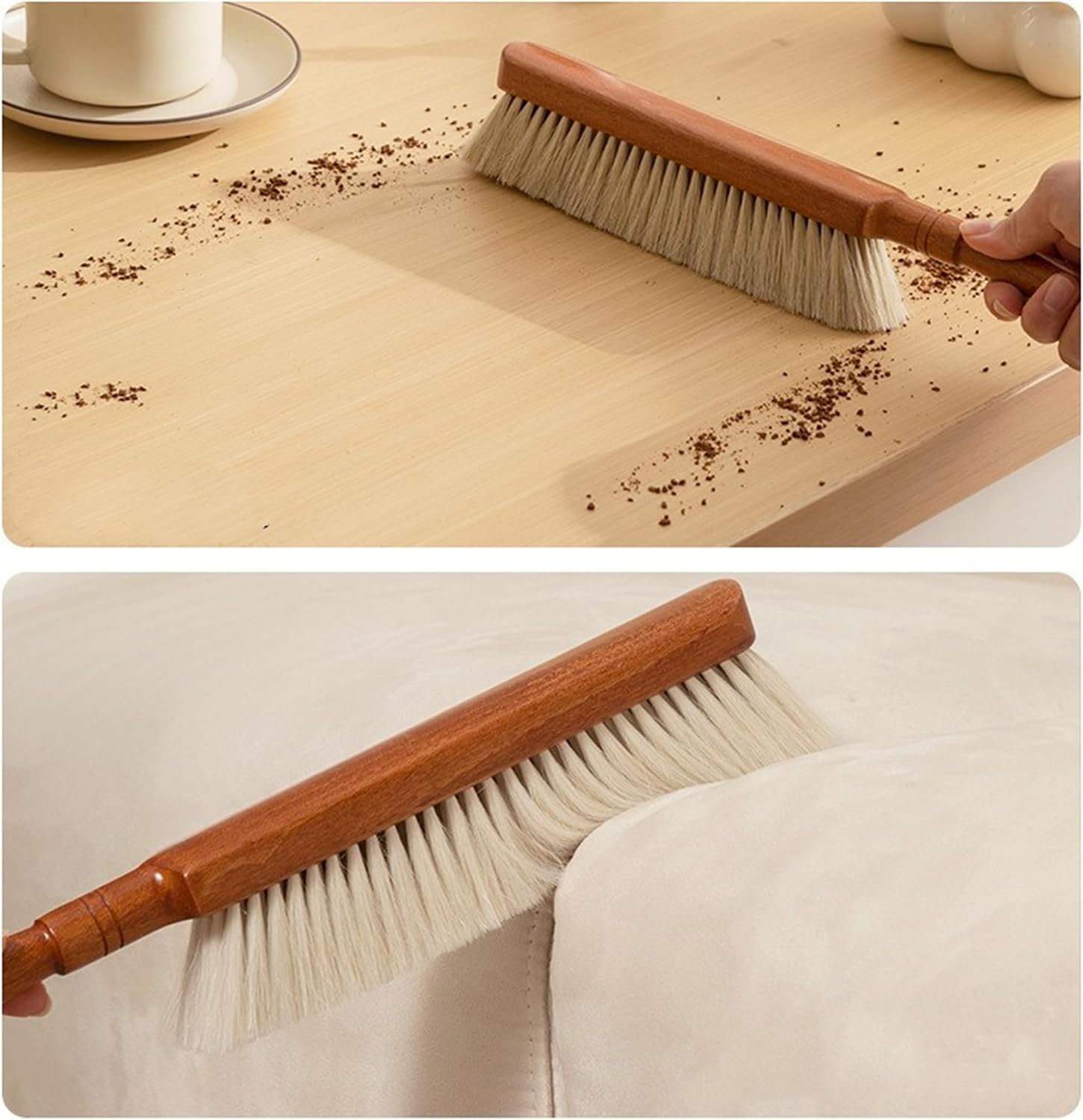 1 Piece Large Horsehair Hand Brush Soft Bristles Brush，Cleaning Brushes for Household Use，Broom Dust Brush，13.3 Inches Long Horse Hair Bench Brushes with Beech Wood Handle