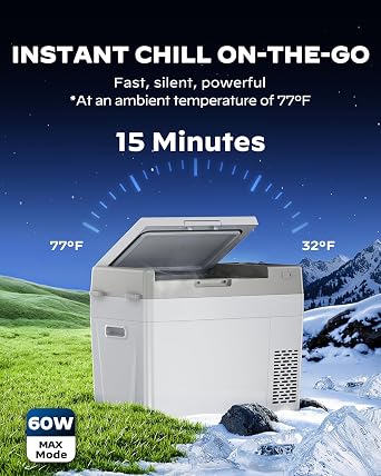 Marsail 12 Volt Refrigerator 12V Car Fridge 32QT Portable Freezer Compressor Cooler -4F68F, 12/24V DC 110~240 Volt AC, for Camping Travel Truck RV, Home Efficient Cooling & Large Capacity, Grey