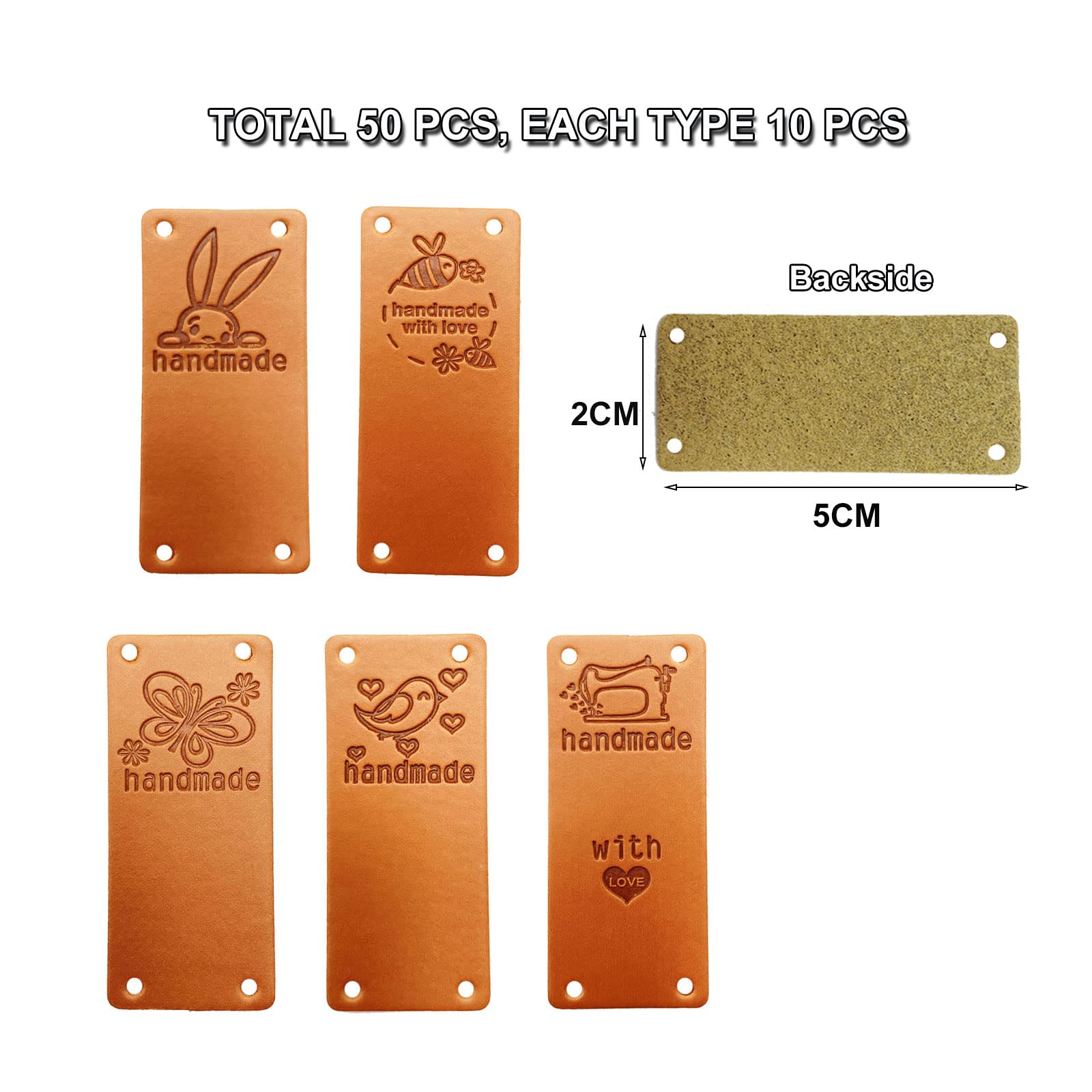 Etichette In Pelle Ecologica - 50 Pezzi 5x2 Cm, Per Cucito, Borse, Jeans, Fatte A Mano
