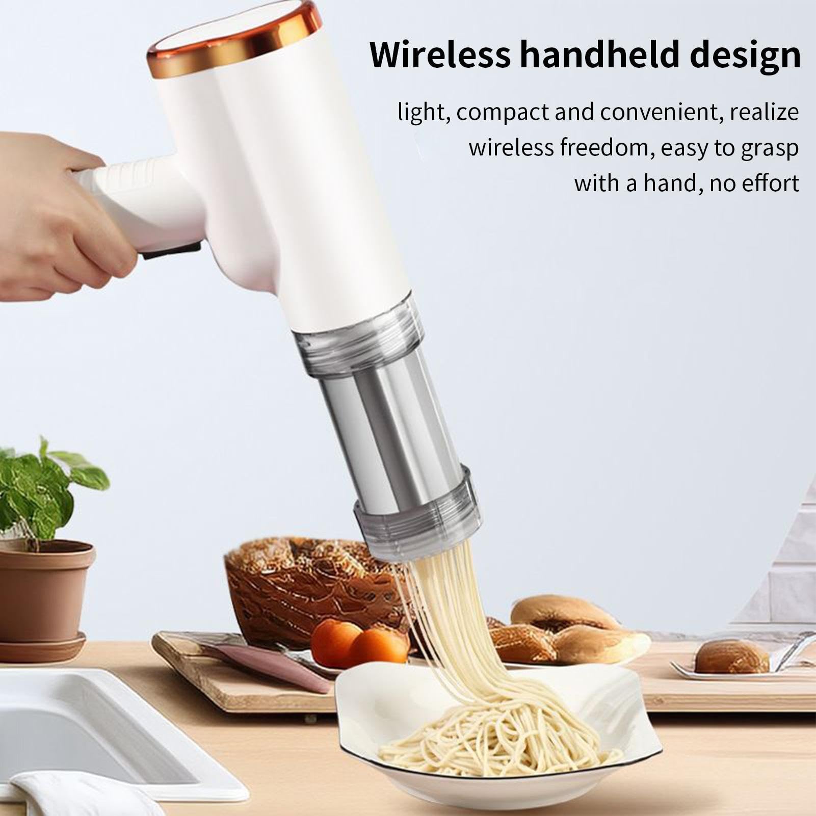 Pastaio Elettrico Macchina Automatica per Pasta | Frullatore Portatile con 5 Strumento Senza Fili Adatto a casa, cucina, panetteria, preparazione di verdure e cottura di cibi