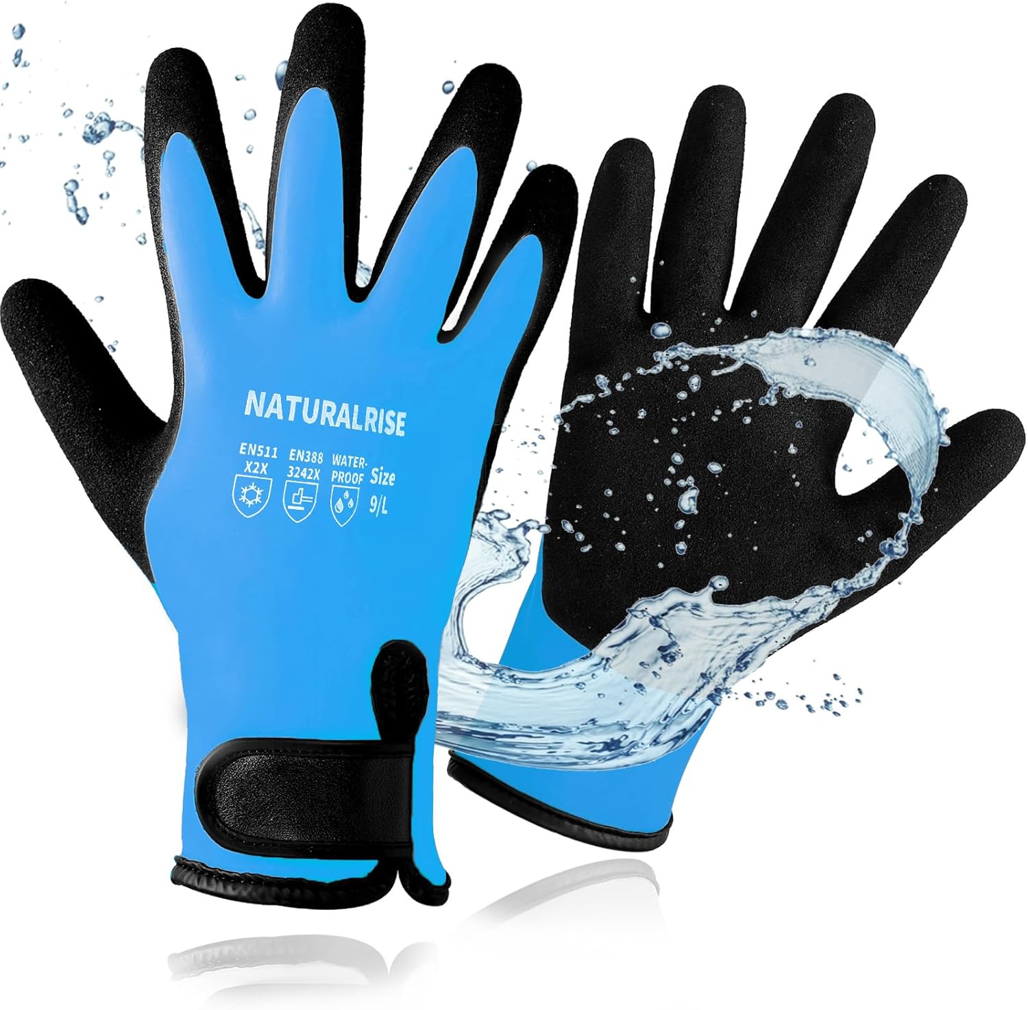 100% Waterproof Gloves for Men & Women,Winter Work Gloves for Cold Weather,Waterproof Work Gloves with Grip,Winter Freezer Gloves for Working,Gardening, Fishing, Construction Worker (Blue,Medium)