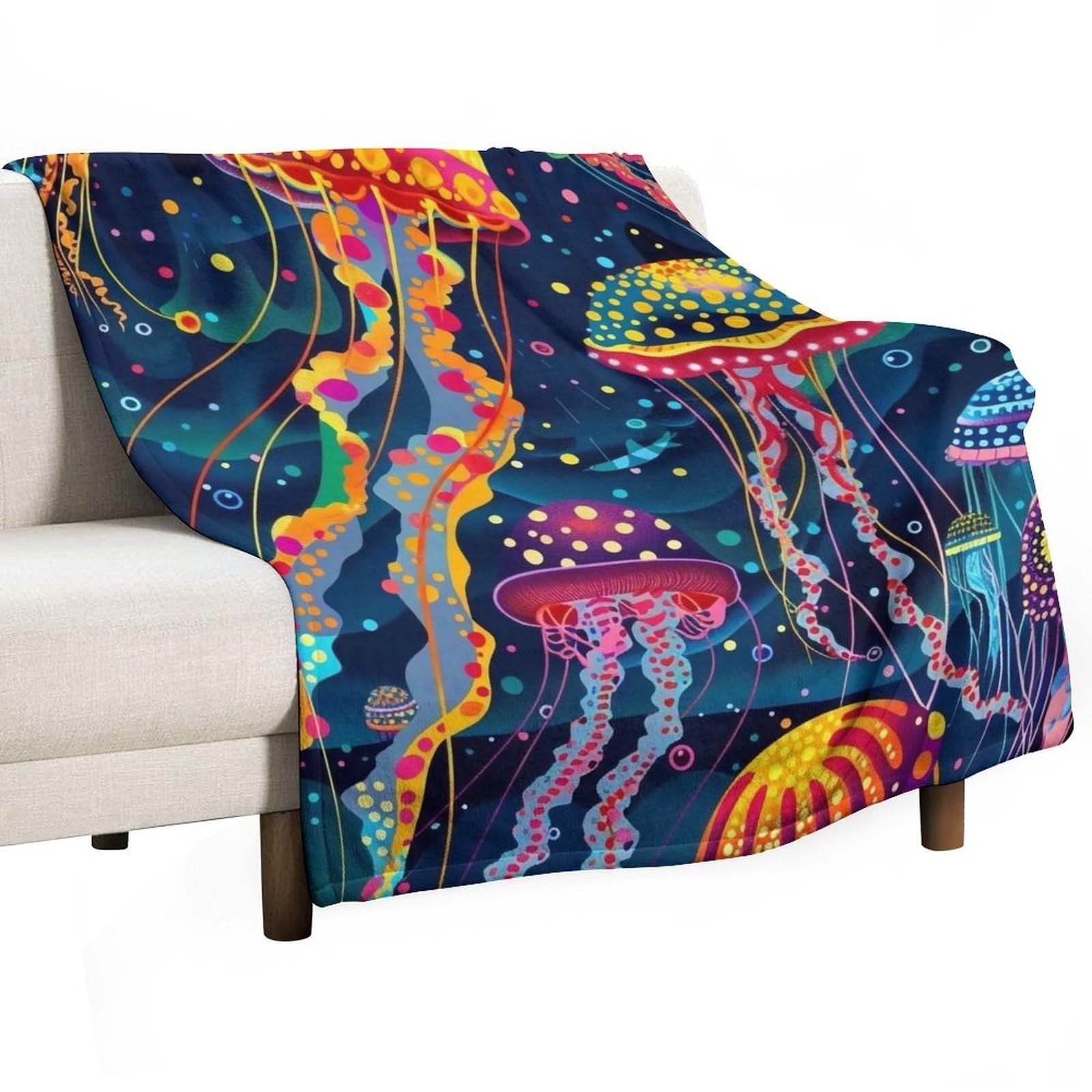 YHGSREUOH Yayoi-Kusama-Jellyfish_04 Flannel Blankets Fleece Soft Throw Lightweight Plush Gifts for Couch, Bed, Cozy Sofa Plush, Chair, Lovers 175x200cm(70x80in)