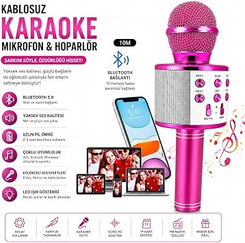Kablosuz Hoparlörlü Bluetooth Karaoke Mikrofonu | Bluetooth Karaoke Mikrofonu