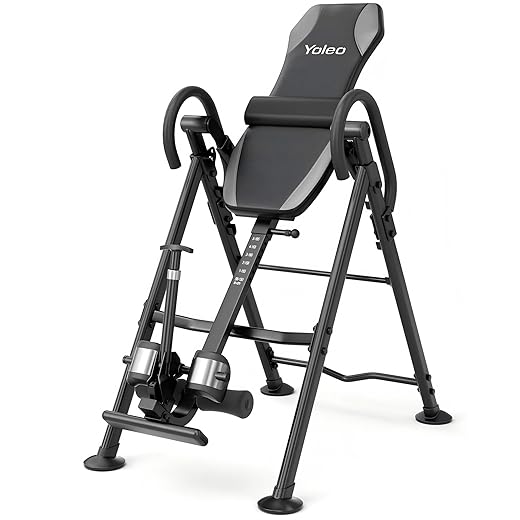 YOLEO Gravity Inversion Table for Back Pain Relief 2026 New Inversion Table w/Lumbar Support Easy to Assemble Back Stretcher Machine 300 lbs