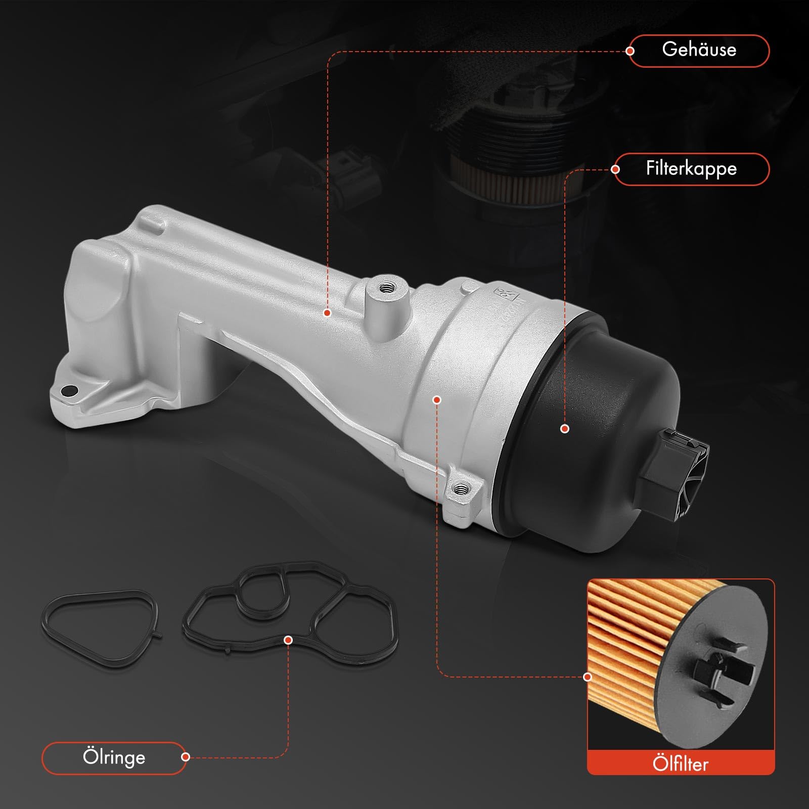 Frankberg Ölkühler Motoröl Ölfiltergehäuse Benzin Kompatibel mit C3 II SC C4 II NC DS3 SA 207 WA 208 I CA CC WC 5008 0E 0U Replace# V864375780