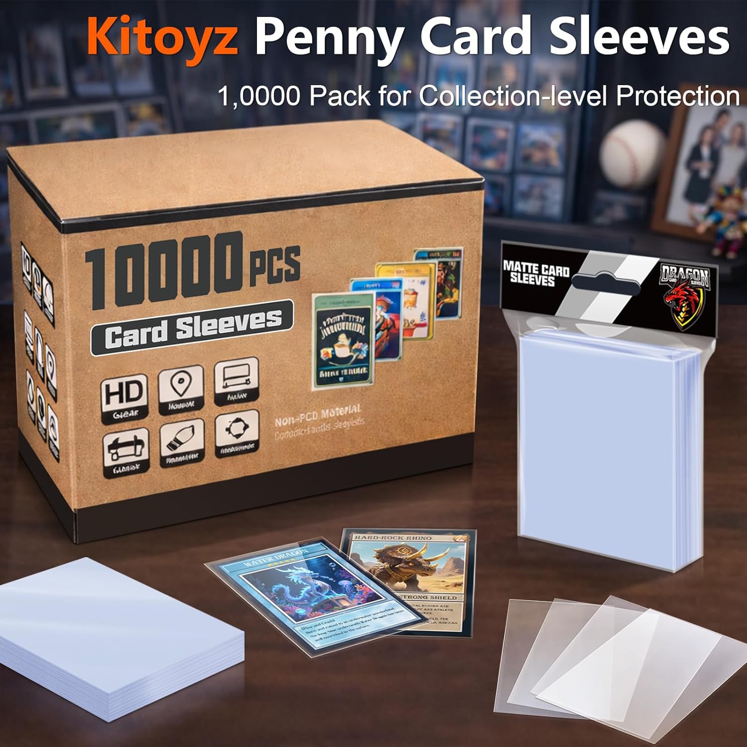 10000 Count Penny Card Sleeves Top Loaders for Trading Cards, Soft Card Sleeves Clear Plastic Card Protectors for MTG TCG Baseball Football Sports Game Photocards