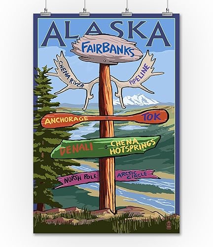 Miniatura 2 de Fairbanks Alaska Letrero Destinations 36 x 54 pulgadas impresión de galería Giclée para decoración de pared póster de viaje