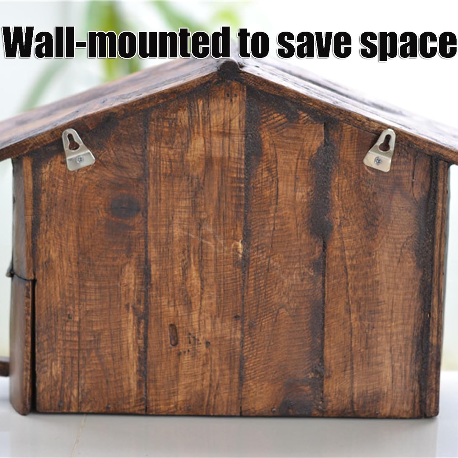 Handmade Wooden Mailbox with Wood Wax Oil Craftsmanship Send Opening with Rain Strip Mailboxes Wall Mounted Parcel Boxes with 2 Hooks