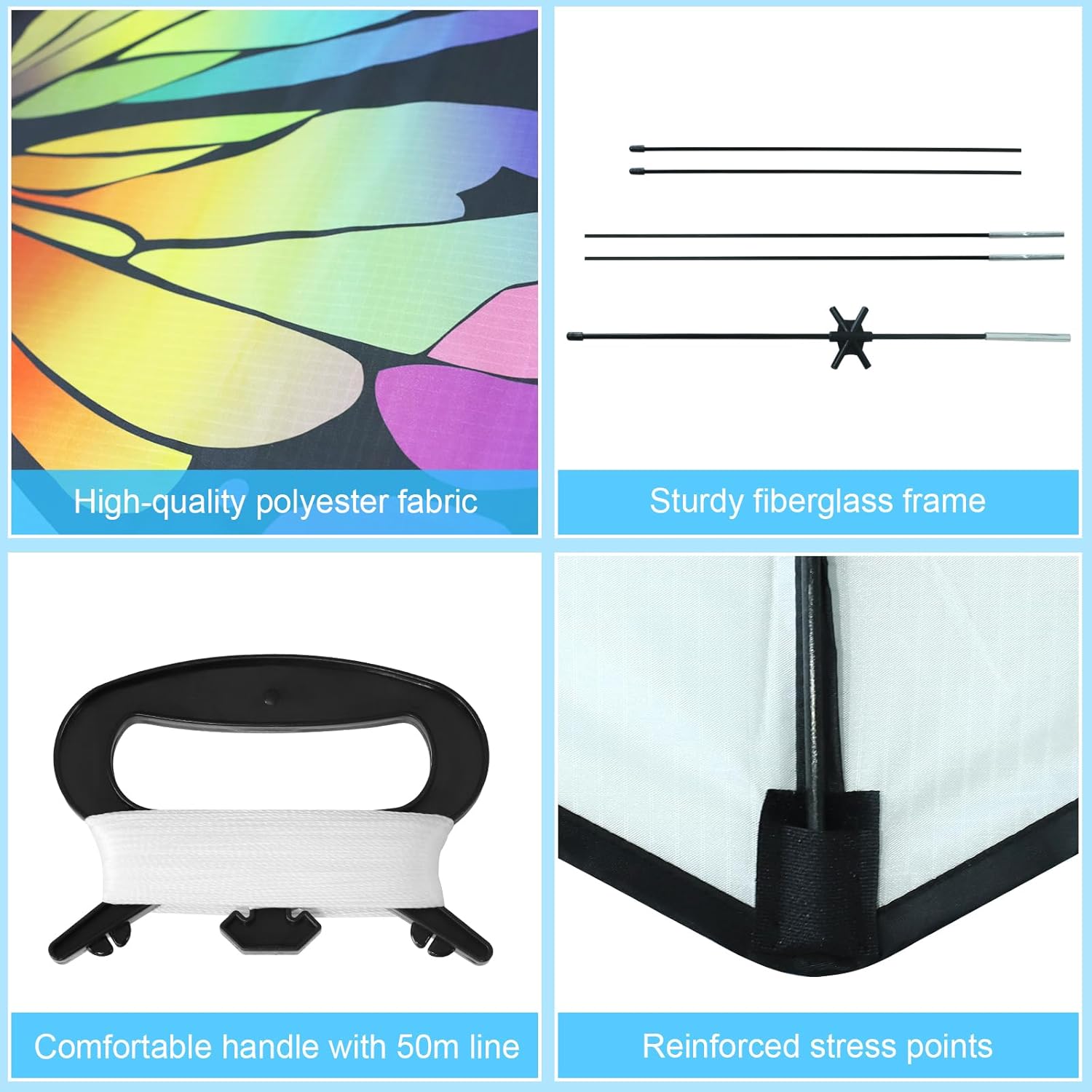 Colorful Butterfly Kites for Kids and Adults, Big Kids Kites Easy to Fly, Beach Kite for Adults,Perfect Family Kite for Parks and Outdoor Activities,50M String Handle Included,1 Pack