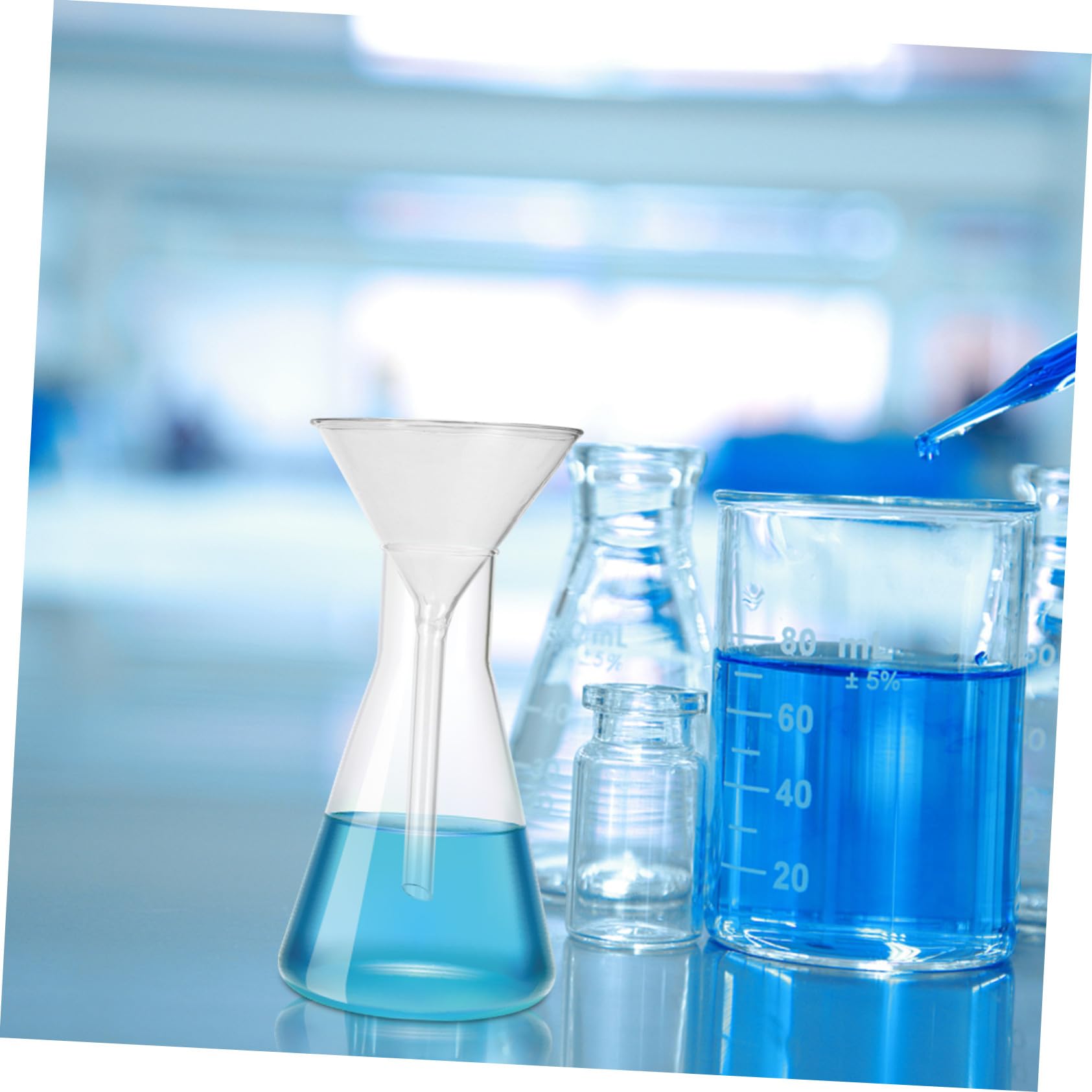 Imbuto in Vetro a Tubo Breve per Laboratorio, Resistente Agli Shock Termici, Riutilizzabile, 4 Pezzi per Trasferimento Preciso di Essenze ed Estratti in Piccole Bottiglie