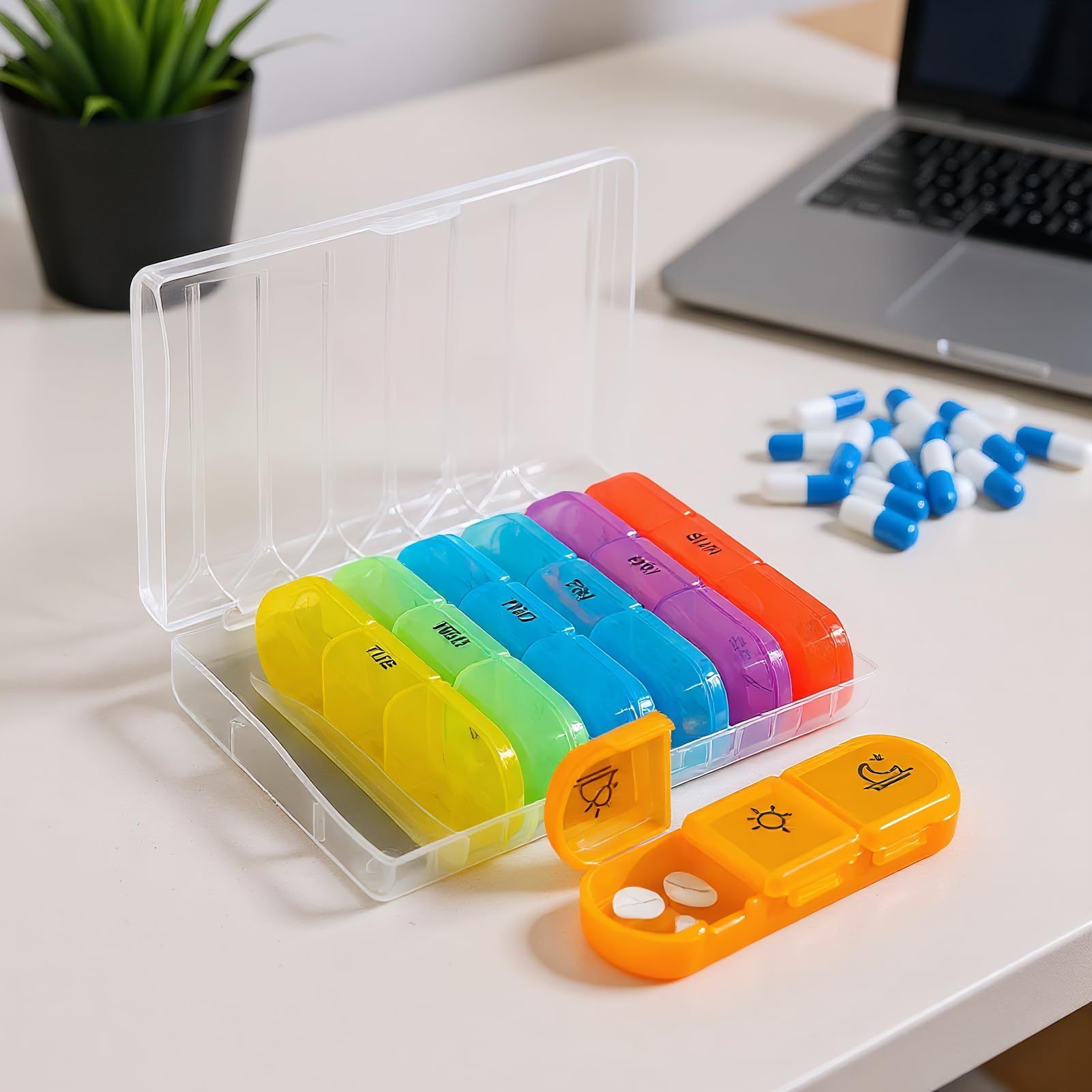 Organizzatore Di Pillole Settimanale,Portapillole 3 Volte Al Giorno | Contenitore Integratori Ermetico Pratico Per Anziani Bambini Uomini Lavoro Auto Borse Tasca