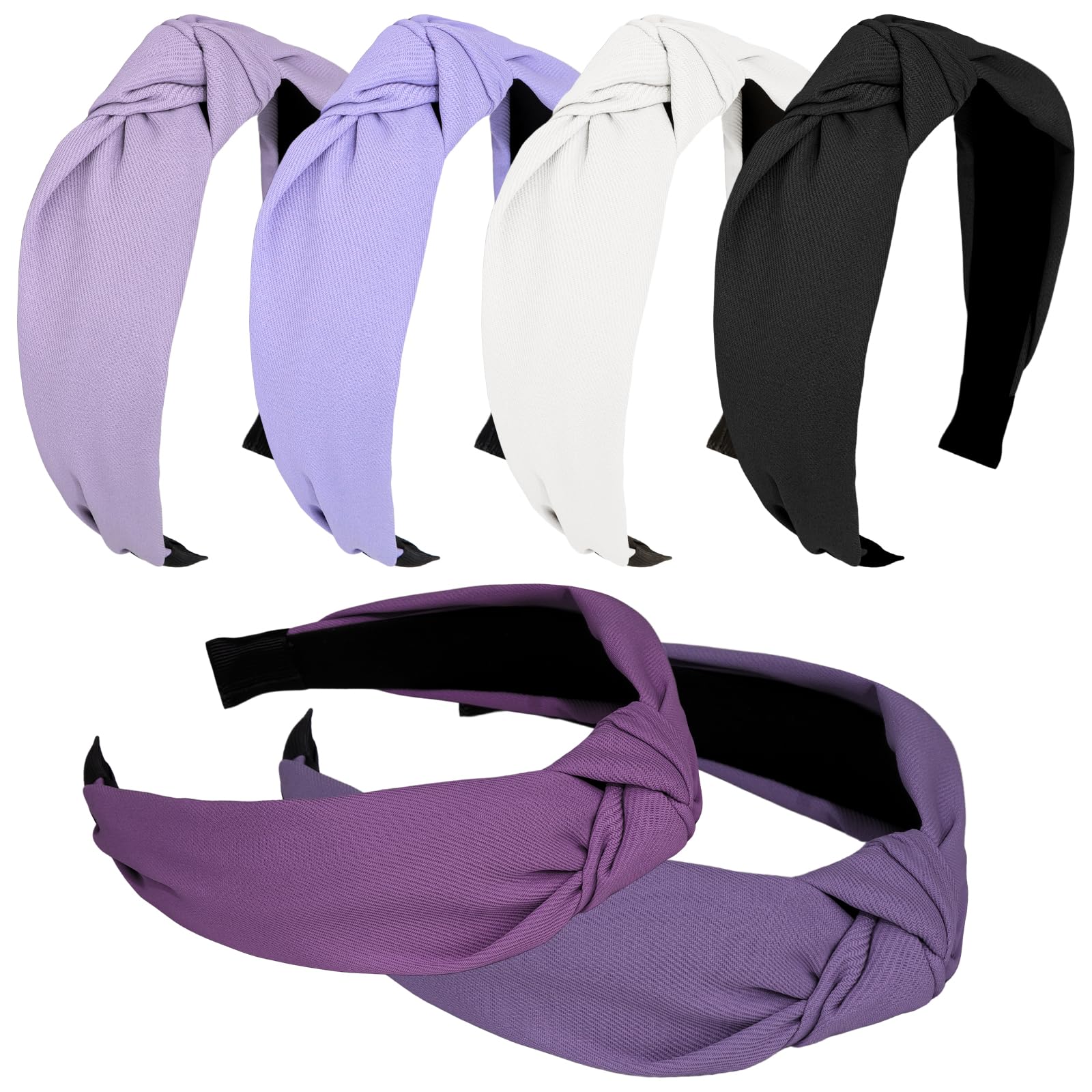 Ondder 6 Pack Top Knot Purple Headbands for Women Cloth Head Bands for Women’s Hair Wide Cute Knotted Headbands for Women Non Slip Fashion Womens