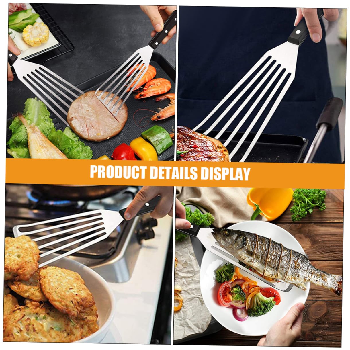 TOYANDONA 4 Sätze Teiliges Spatel Für Grill Und Schwer Belastbar Vielseitig Einsetzbar Zum Wenden Von Fleisch Und Gemüse Spülmaschinengeeignet Küchenhilfe Für Restaurant 2 Stück * 4