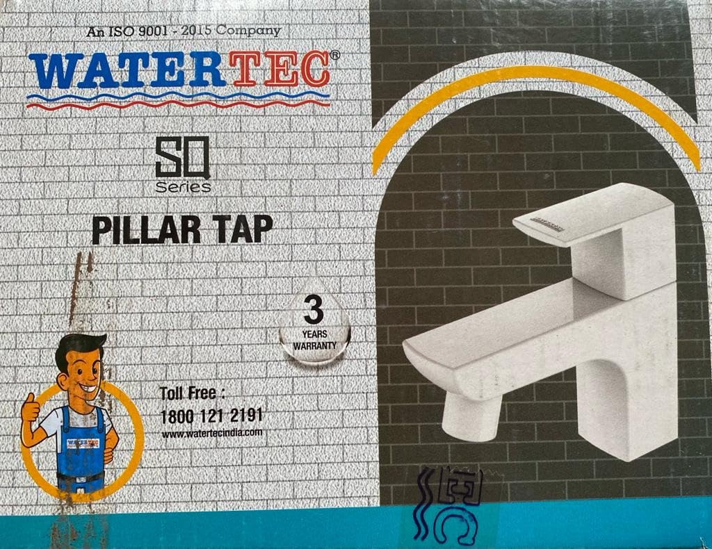 WATERTEC Polyvinyl Chloride SQ Series Pillar Tap for Wash Basin Bathroom Home (White and Charcoal) (B0CTML34H9) Amazon Price History, Amazon Price Tracker