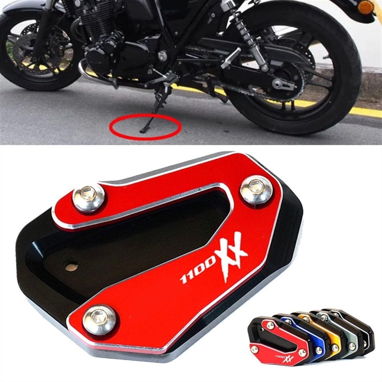 TYUHAW Moto Cavalletti Moto CNC Cavalletto Piede Piastra di Supporto Cavalletto Laterale Estensione Pad per Honda CBR1100XX CBR 1100 XX CBR 1100XX 1996-2008 (Color : Gold