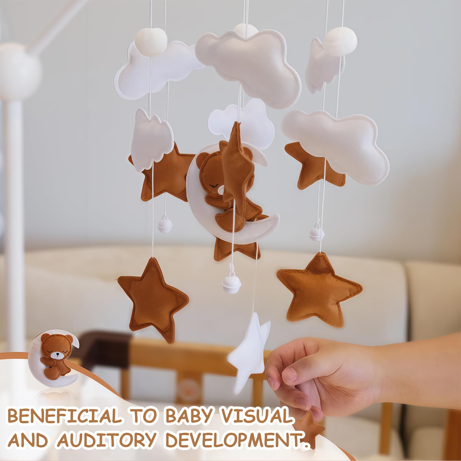 Mobile Bébé Pour Lit Bébé Ours Nuage, Mobile Pour Lit De Fille Et Garçon, Jouet Mobile, Décoration Suspendue Chambre D'enfant